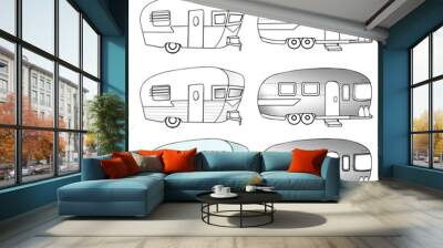 Vintage Camper Trailer Illustrations Wall mural