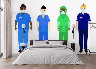 Selection of NHS workers vector Wall mural