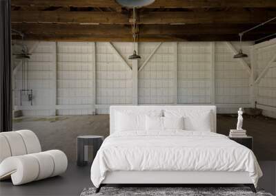 Rustic barn backdrop with wood and lanterns Wall mural