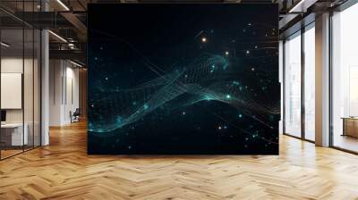 abstract technology particles mesh background. Generative ai Wall mural