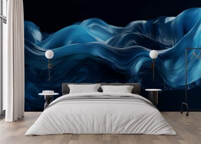 Blue abstract liquid wave background, flowing liquid. Generative ai Wall mural