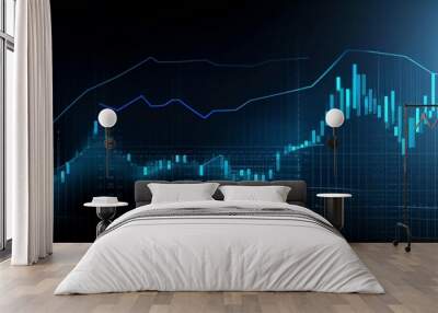 business economic charts with flashing effects, stock analysis, trading, cryptocurrencies, investments. generative ai
 Wall mural