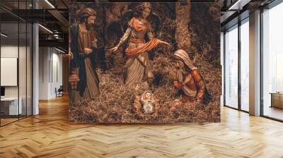 Nativity scene Christmas crib background Wall mural