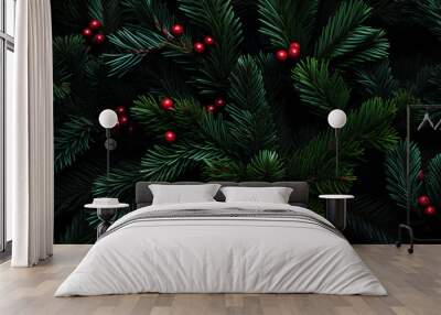 christmas tree branches background Wall mural