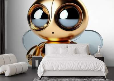 a cute, cool and hip gold shinny metallic futuristic bee Wall mural