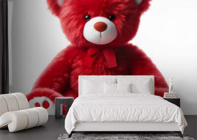 a fur plush stuffed red teddy bear, white background PNG Wall mural