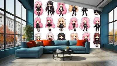 BLACKPINK kawaii chibi doll stickers in different poses and moods Wall mural