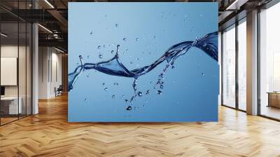 Curved abstract line and splash of water on blue background Wall mural