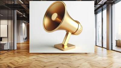 minimalist 3d gold megaphone, white background Wall mural