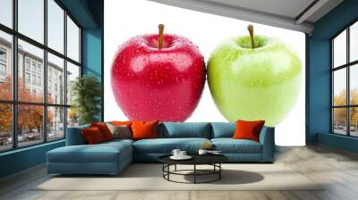 red and green apple isolated on white background PNG Wall mural