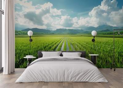 Rice field landscape beautiful countryside photo Wall mural