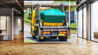 skip lorry truck on uk motorway in fast motion Wall mural