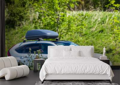 white car rushing on uk motorway in fast motion Wall mural