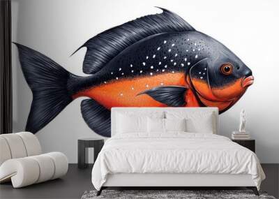  A black-and-orange fish with white dotmarks on its body and a black-and-orange tail Wall mural