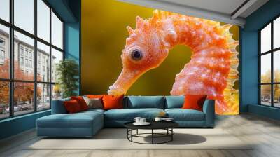  A close-up of a seahorse with a blurred background and a softly blurred backdrop Wall mural