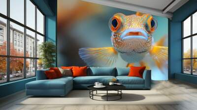   a fish's face with a solid background Wall mural