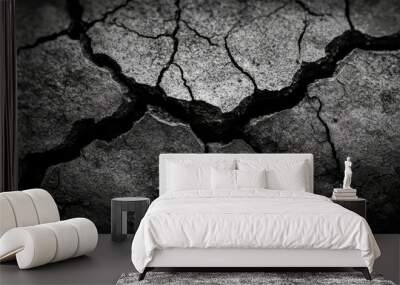  A monochrome photograph featuring a fractured surface, its center marked by a heart-like hole Wall mural