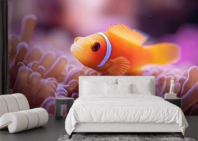  A tight shot of a fish near corals, with background corals subtly visible, and a softly blurred backdrop Wall mural