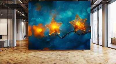   A tight shot of a string of lights sandwiched between two stars Wall mural