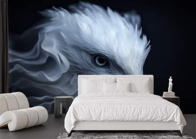  A tight shot of a white and black bird with a softly blurred facial and neck region Wall mural