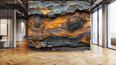   A tight shot of wood, appearing split in two Wall mural