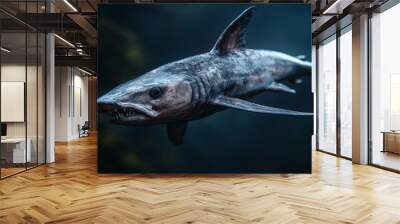  An image of a fish with its mouth open widely, submerged in water Wall mural