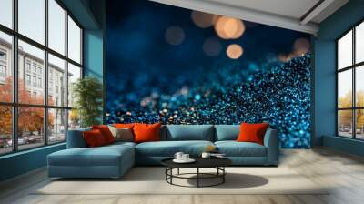  Three piles of blue and gold glitter stacked upon each other Wall mural