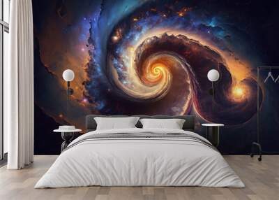  two spirals in the center of a star filled sky with stars in the center of the image and the center of the image in the center of the image.  generative ai Wall mural