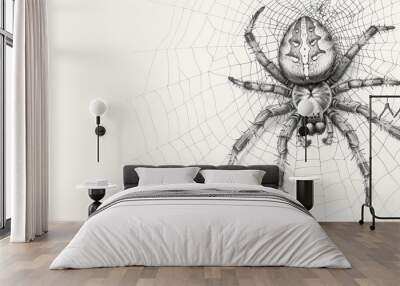 spider on web , paper Wall mural