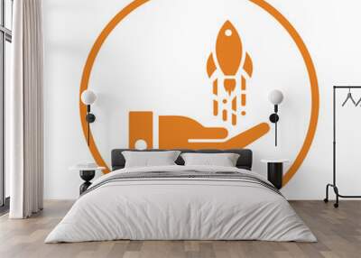 Project, start-up, business, launch, shoot icon. Orange vector graphics. Wall mural