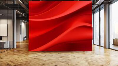 A seamless abstract red texture background with elegant swirling curves in a wave pattern, set against a vibrant Chinese red material background. Wall mural