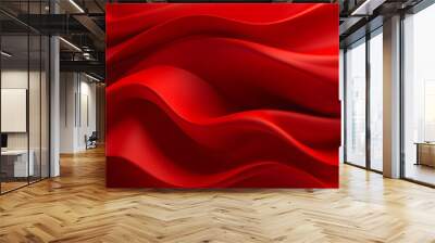 A seamless abstract red texture background with elegant swirling curves in a wave pattern, set against a vibrant Chinese red material background. Wall mural