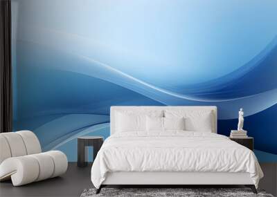 Abstract blue background. Seamless abstract blue texture background featuring elegant swirling curves in a wave pattern, set against a bright blue fabric material background. Wall mural