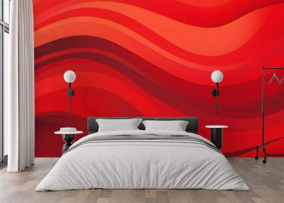 Waved red background with a wavy pattern, Chinese New Year festivities, striped compositions, circular shapes, 2D red pattern with waves, minimalist color palette, Chinese wallpaper. Wall mural