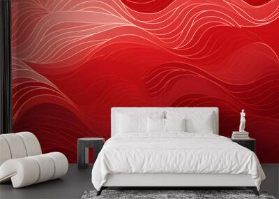 waved red background with a wavy pattern, Chinese New Year festivities, striped compositions, circular shapes, 2D red pattern with waves, minimalist color palette, Chinese wallpaper Wall mural