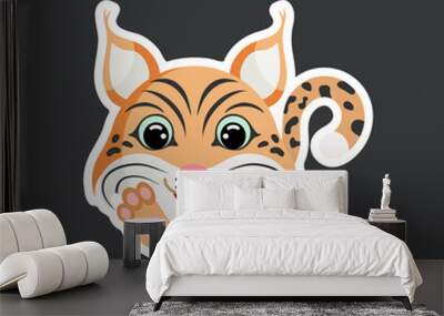 cartoon lynx sticker vector illustration Wall mural