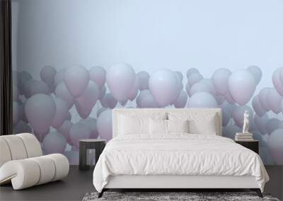 Birthday balloons blue with pink shade 3D render illustration	 Wall mural