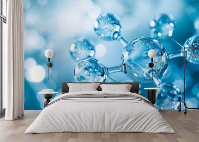 Blue molecule structure Wall mural