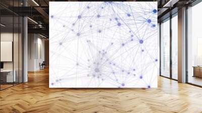 Connected dots, Network structure isolated on white background  Wall mural