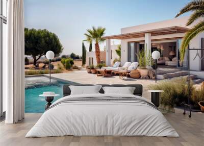 Luxury modern vacation Villa with a swimming pool. Sunbeds, relaxing vacation Mediterranean	
 Wall mural