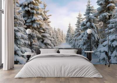 winter forest in the snow Wall mural