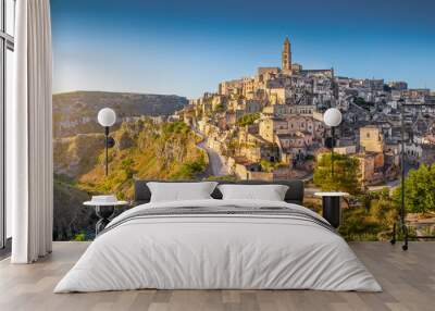 Ancient town of Matera at sunrise, Basilicata, Italy Wall mural