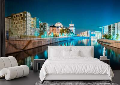 Berlin government district with Spree river at twilight, central Berlin Mitte, Germany Wall mural