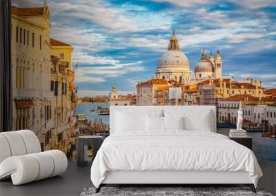 Canal Grande with Basilica di Santa Maria della Salute at sunset with retro vintage effect, Venice, Italy Wall mural