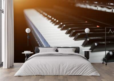 Closeup view of classical piano keys with modern black and white style Wall mural