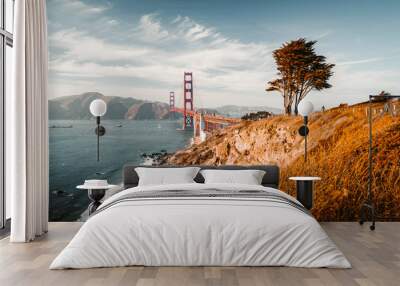 Golden Gate Bridge at sunset, San Francisco, California, USA Wall mural