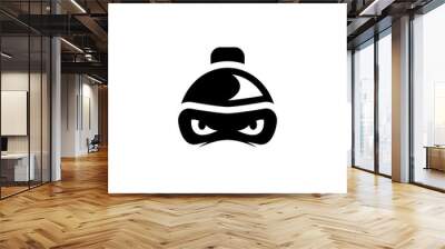 bottle and ninja mask isolated on white Wall mural