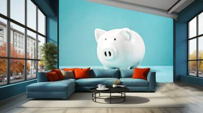 Christmas finances piggy bank wearing santa hat Wall mural