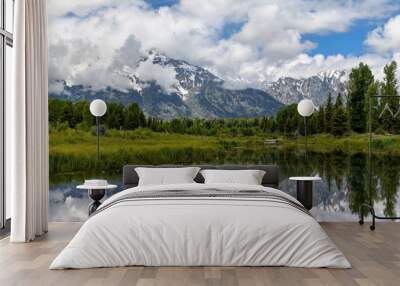 Schwabacher landing in early morning with its reflection. Grand Teton national park, WY Wall mural