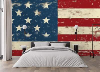  American Flag Graphic Design with Stars and Stripes in Red, White, and Blue Wall mural